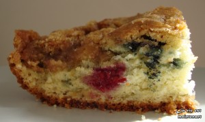Gâteau aux bleuets et framboises